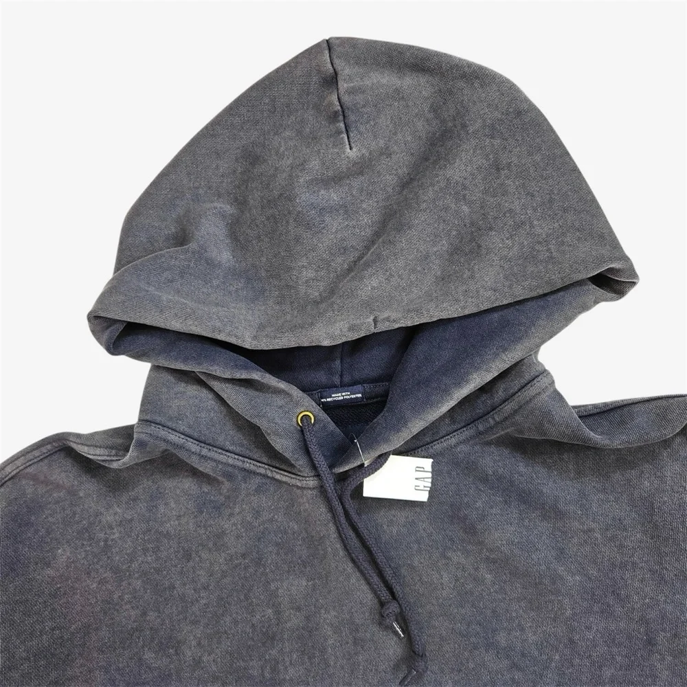 GAP Worldwide Logo Hoodie Acid Wash Navy Sweatshirt Dark Night Mens Size XL Tall - Picture 3 of 11